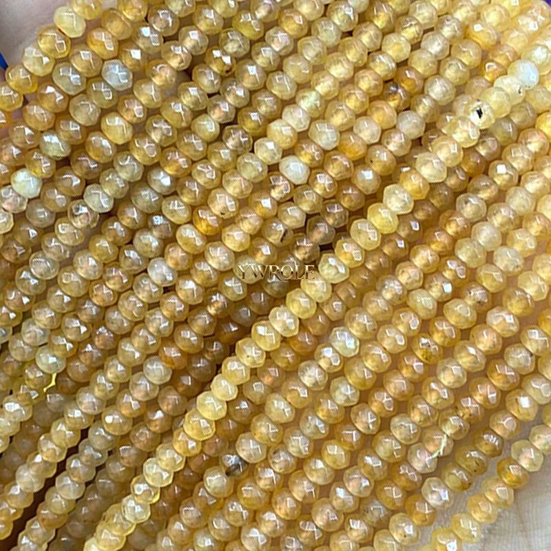 3x4mm Rondelle Faceted Natural Stone Chalcedony Tourmaline Color Loose Spacer Beads for Jewelry Making Diy Bracelet Accessories