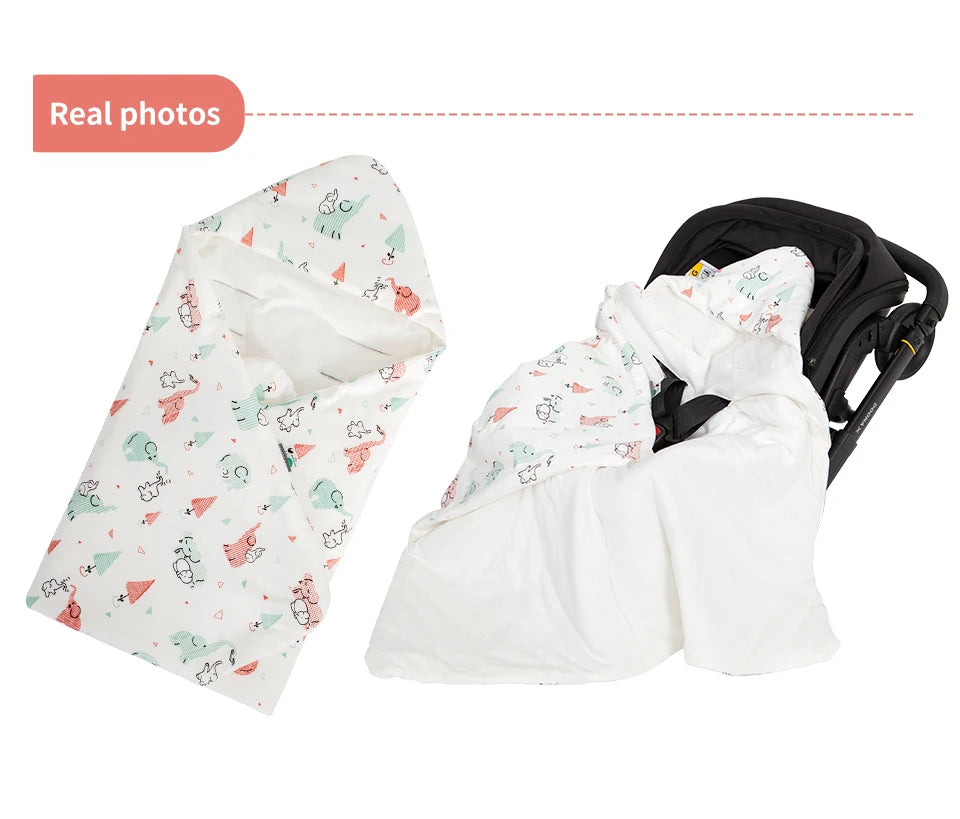 Baby Wrap Blanket For The Newborn With Windproof Hooded In A Infant Car Seat Autumn Warm Envelope For Discharge 0-6 Months