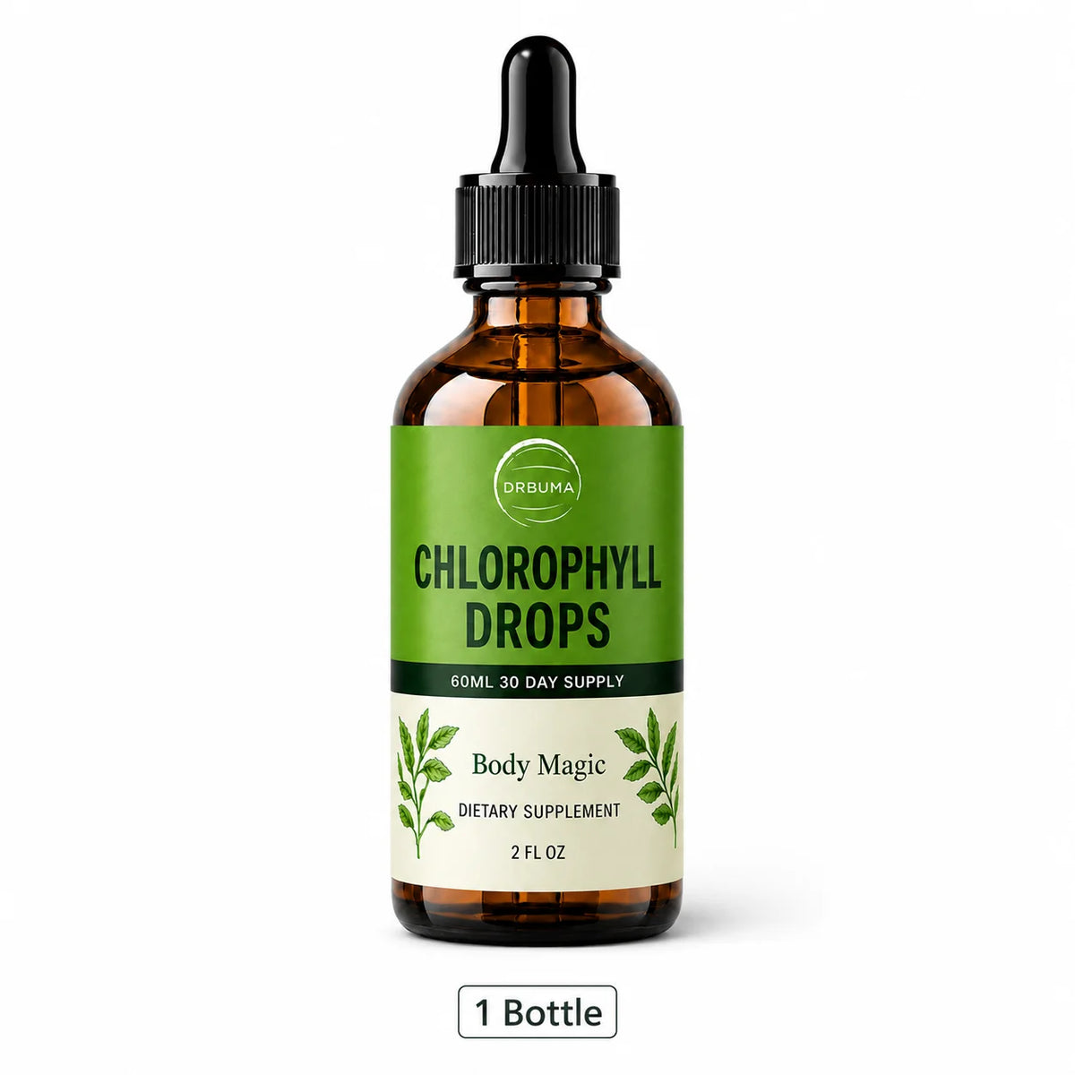 Premium Liquid Chlorophyll Supplement, Mint Flavor, Natural Complex, Easy to Take, 2 Fluid Ounces Per Bottle