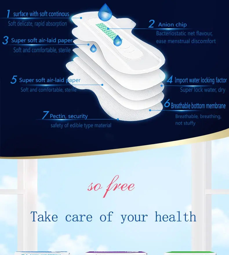 3packs/lots LOVE MOON Anion Sanitary towel Feminine Hygiene Sanitary Napkin Soft Mesh Menstrual Pads Organic Cotton for women