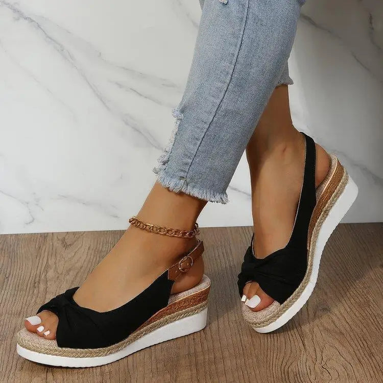 2026 Women Fashion Sandals Open Toe Casual Wedge Platform Shoe Soft Sole Light Work Shoes Large Size Flat Comfortable Beach Shoe