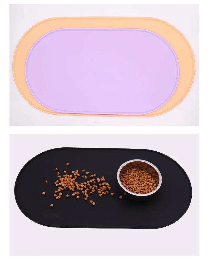 Silicone pet feeding dog and cat bowl food mat, non stick waterproof pet food feeding mat,anti slip dog feeder,splash proof tray