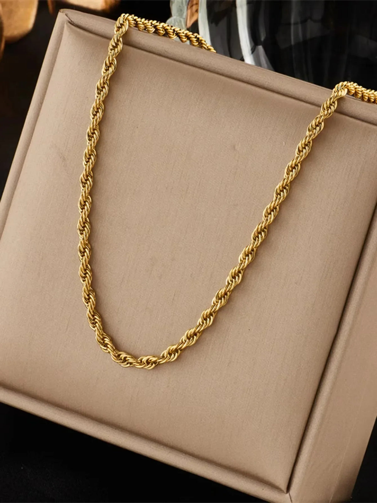 Hot Sale 2pcs Set 18K Gold 4MM Chain Rope Necklace Bracelets Set Fashion for Man Boy Lady Women Christmas Gifts Jewelry Wedding