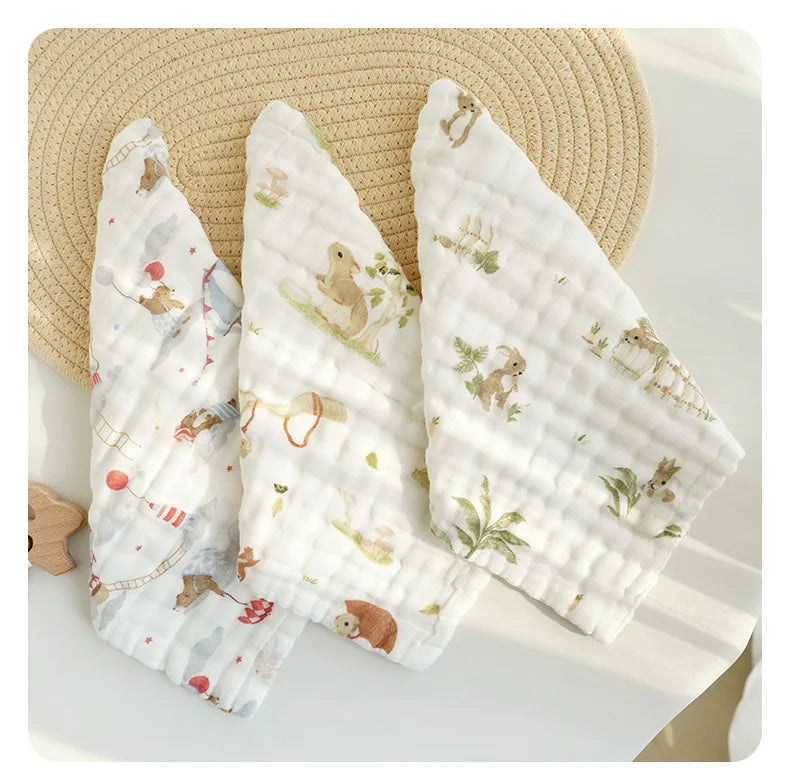5pcs Cotton Muslin Baby Face Towels 6 Layer Gauze Square Burp Cloths Newborn Baby Hand Towel Soft Wash Handkerchief Baby Items