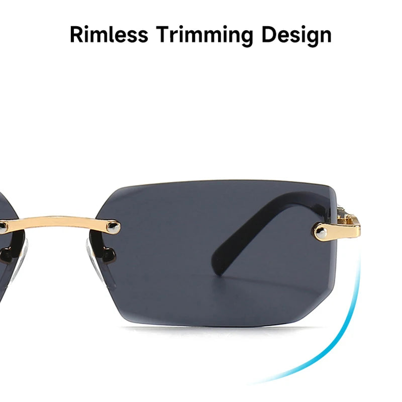 1PCS/2PCS/3PCS Rimless Sunglasses Rectangle Fashion Popular Women Men Shades Small Sun Glasses For Female Male Traveling Oculos