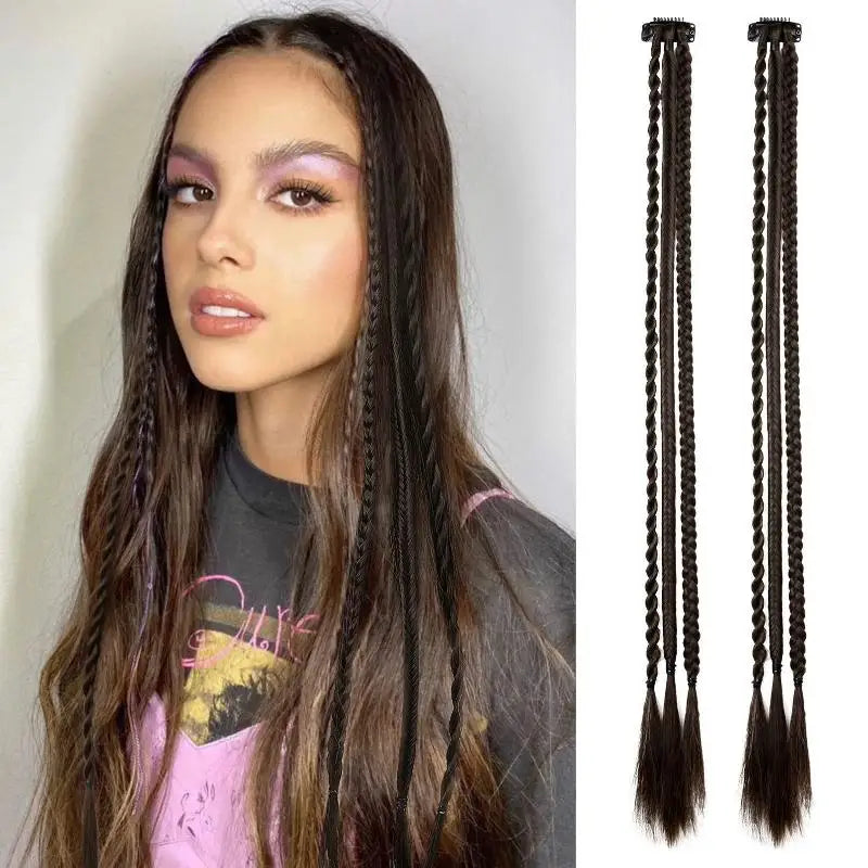 1Pairs Synthetic Wig Braids With Clip Boxing Braid Dreadlocks Clip In Hair Extension Dirty Braids Boxer Braid Hair Pieces