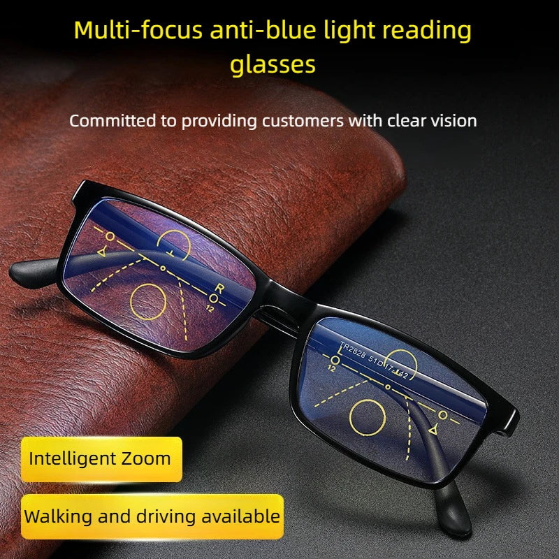 Presbyopia Glasses Men Women Automatic Zoom Reading Glasses Anti Blue Light Intelligent Progressive Eyeglasses