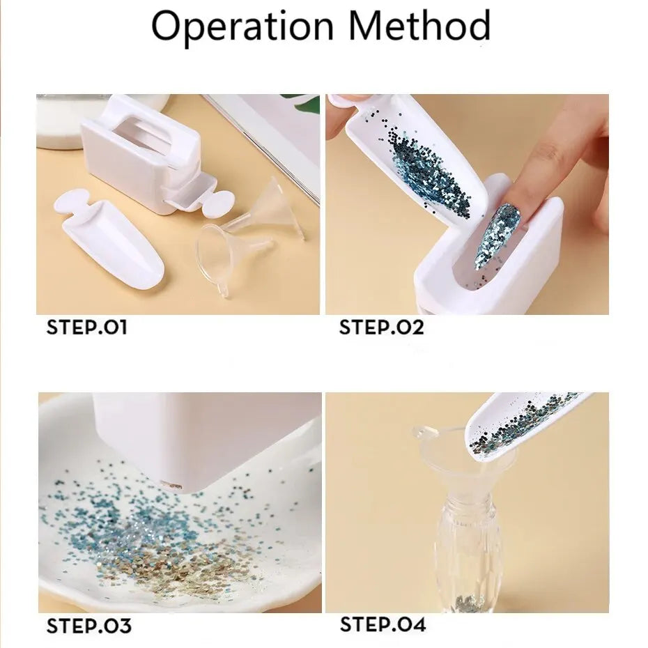 Double Layer Nail Glitter Powder Recycle Box Nail Tool Dust Collector Sequin Rhinestone Container Holder Manicure Storage Case