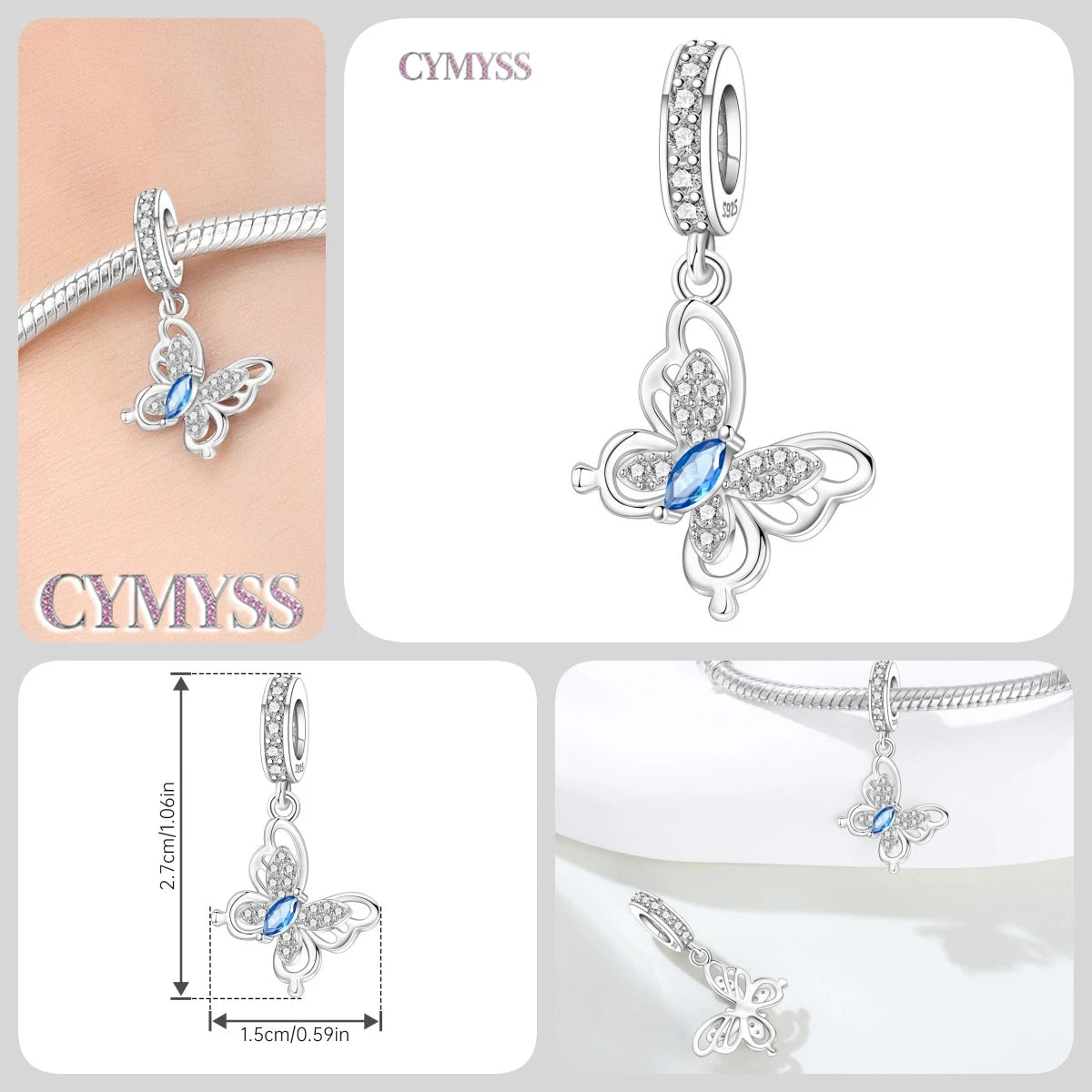 925 Sterling Silver Plated Bee Sunflower Butterfly Charm Pendant Fine Jewelry Women DIY Bracelet Necklace Birthday Party Gift