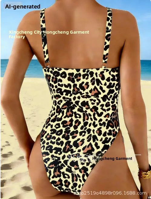 Fashionable Women's One-Piece Swimsuit Tummy Control Trendy Swimwear Cross-Border 2026 New Style Pure Color No Sleeve