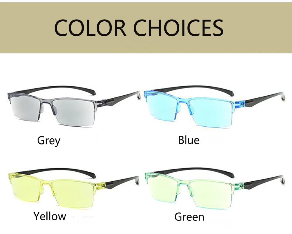 Intelligent Progressive Multifocal Reading Glasses Anti Blue Light Half Frame Spectacles Far Near Dual Use Presbyopic Glasses