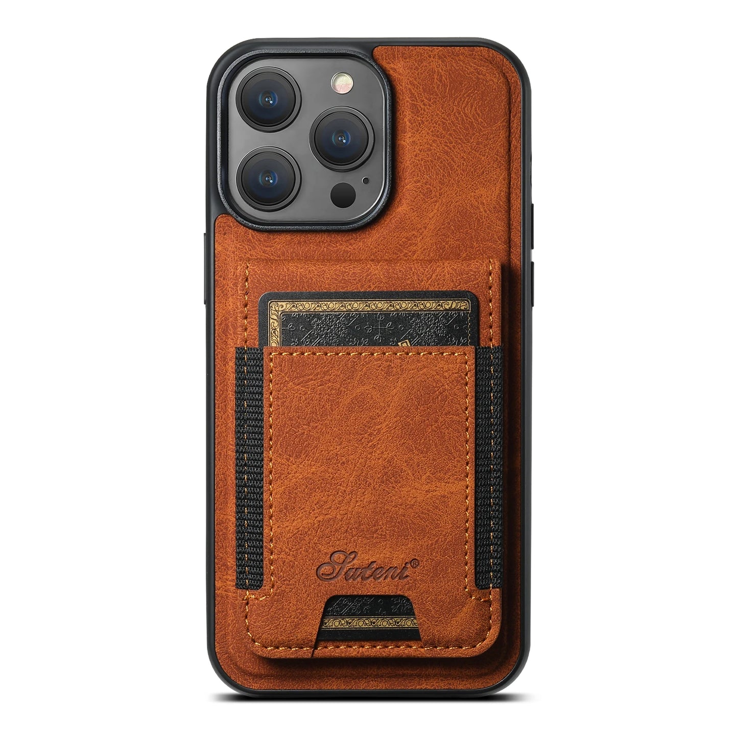 SUTENI Luxury Magsafe Leather Card Holder Phone Case Wallet Kickstand Cover For iPhone 17 16 15 14 13 12 11 Pro Plus Max