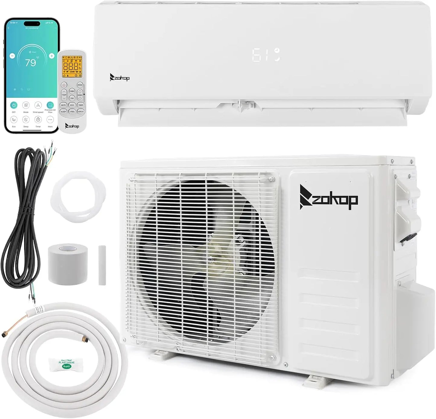 Wifi Enabled 12,000 BTU Mini Split Air Conditioner & Heater, 115V or 230V Split AC Unit Ductless Inverter System with, Custom