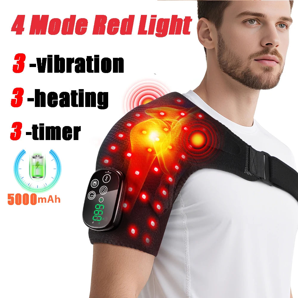 Multifunctional Shoulder/Knee Support Belt 660 and 850nm Red Light Shoulder Heating Vibration Massage Wrap Pad Warm Brace