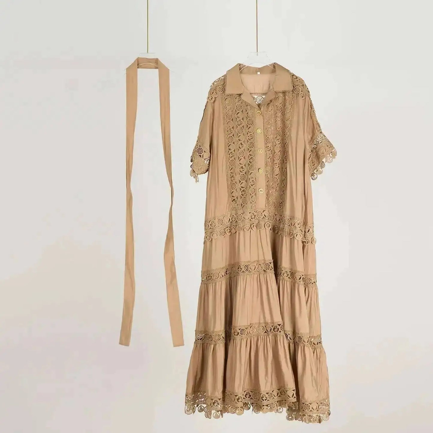 Luxury Long Maxi Dresses Shirt Women 2025 Summer Holiday Lace Embroidery Cotton Loose Big Size Hollow Out Wedding Dress White