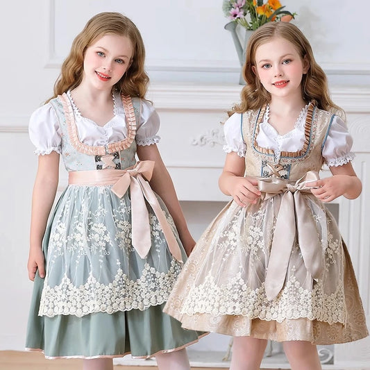 Girls Halloween Costume Bavaria Children's Clothing German Oktoberfest Munich Farm Pastoral Dress Flower Girl Outfit