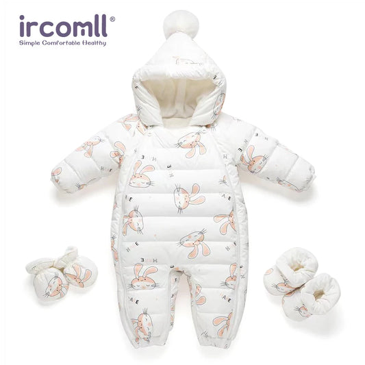 Ircomll Infant Baby Winter Lightweight Duck Down Overalls Fleece Children Jacket Cartoon Rompers For Boys Girls Toddler Jumpsuit