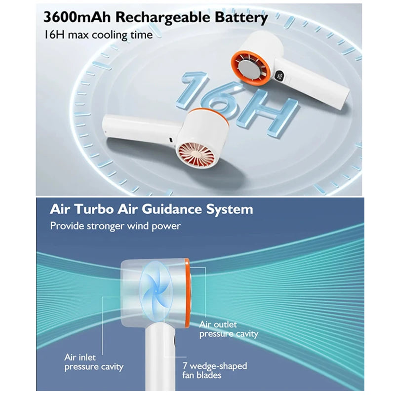 Lenovo Mini Handheld Fan 120 Speed Portable Bladeless Desktop Fans Rechargeable Instant Cooling With Ice Mode For Men Women New