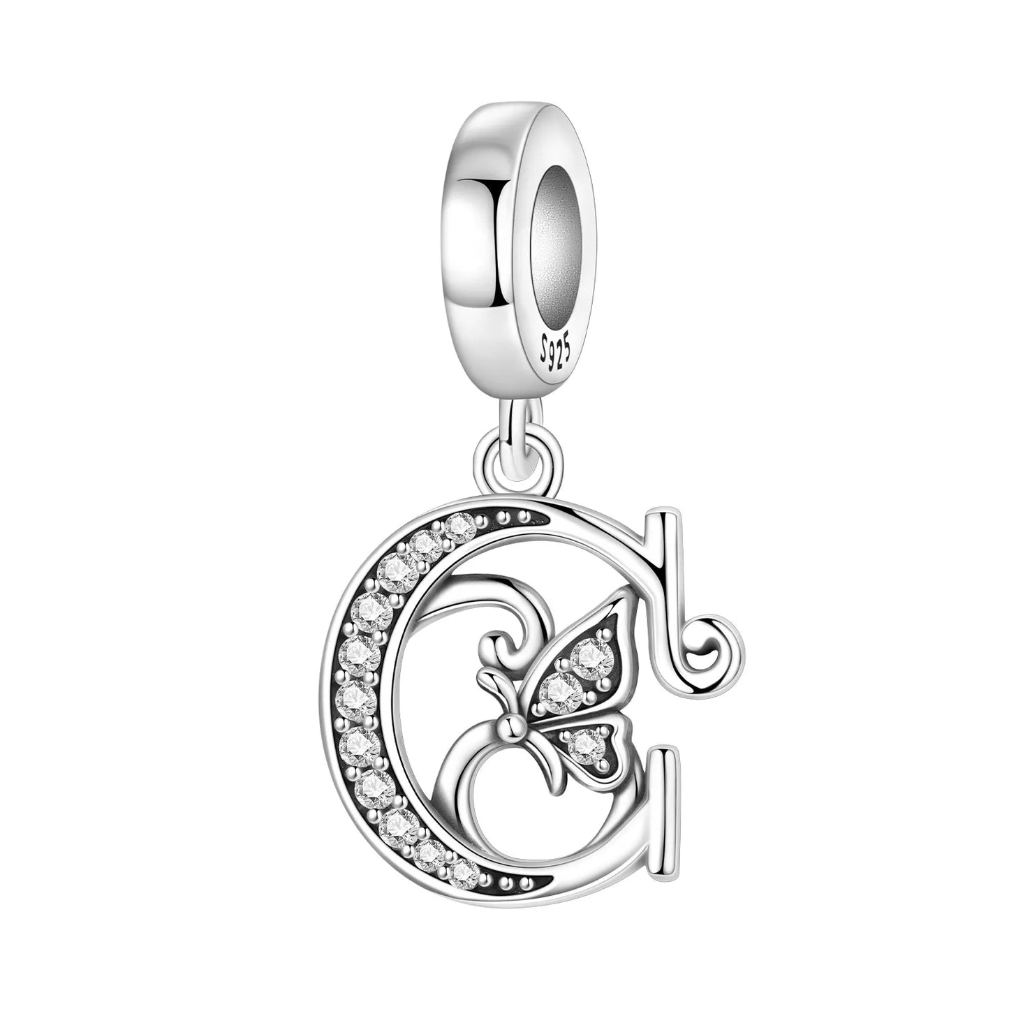 2026 New 925 Sterling Silver Zircon Scroll Grass Pattern 26 Letter Bead Charms for Women Fit DIY Bracelet Necklace Jewelry Gift