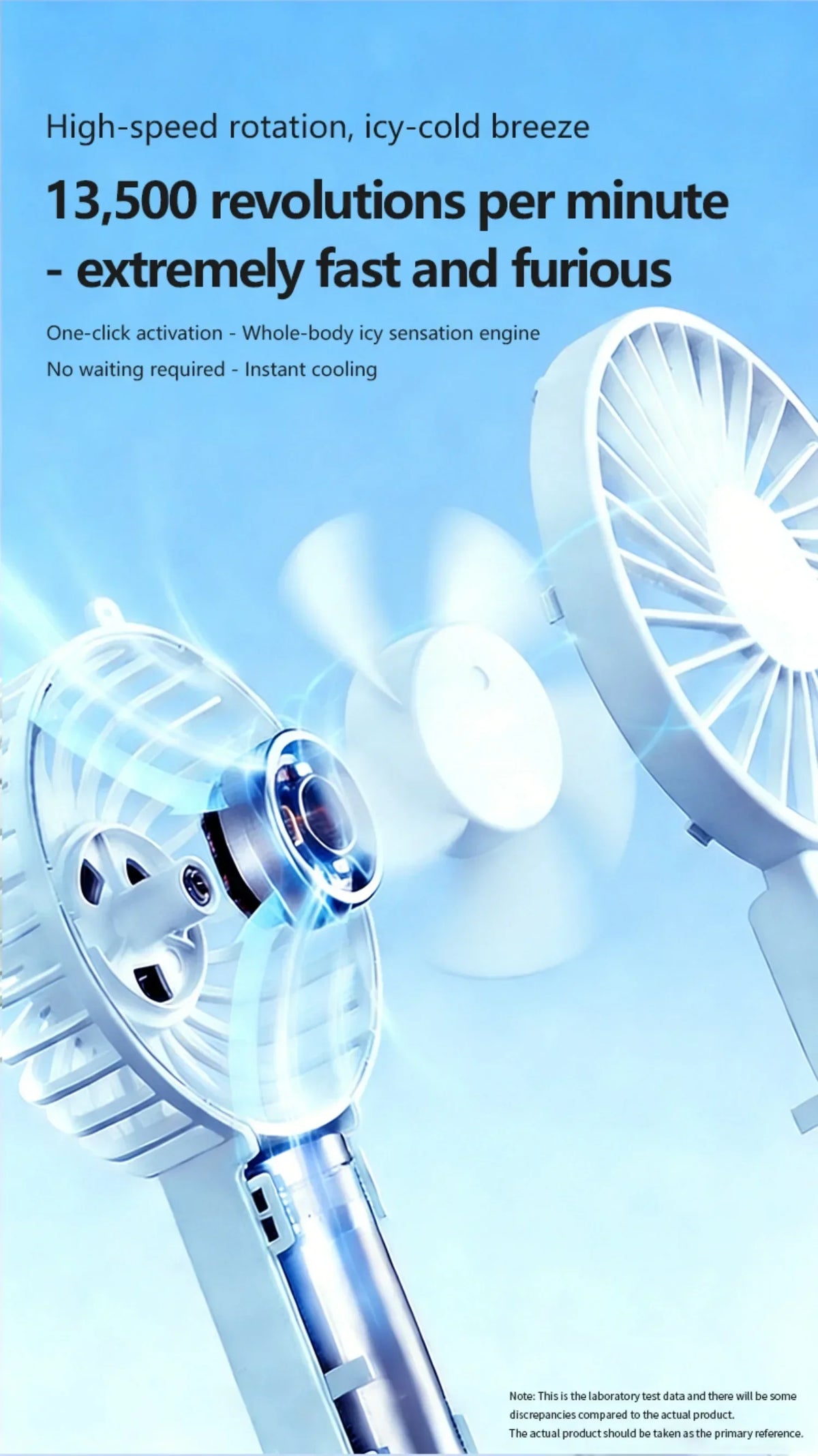 5 Levels Air Cooling Fan with Buckle Portable Handheld Fan LED Screen Outdoor for Home Office Outdoor USB-C Rechargeable Fans