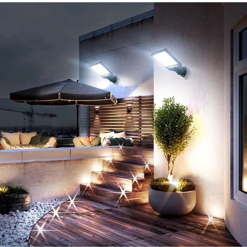 Powerful LED Solar Outdoor Courtyard Wall Lamp Rechargeable Induction Solar Garden Light Terrace Garage Door Street Lighting