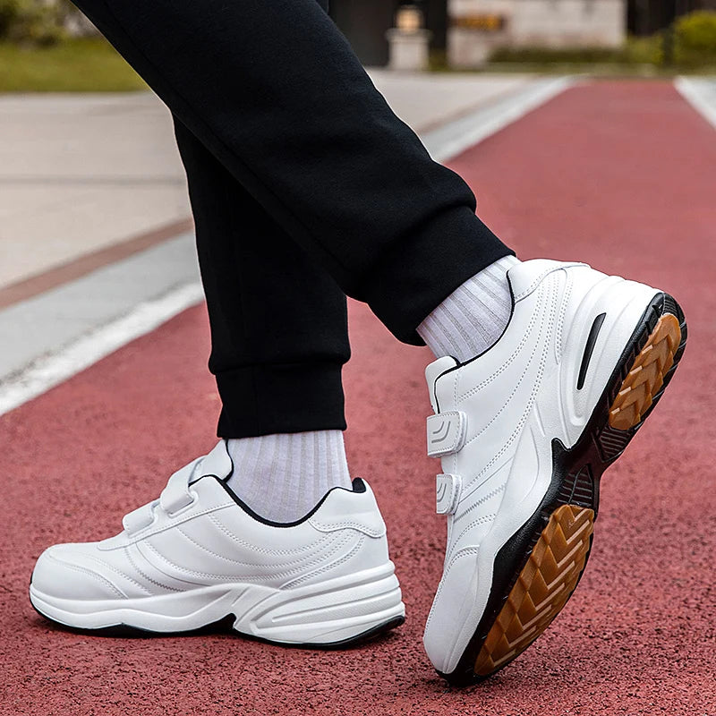Large Size 48 White Casual Sneakers Men Comfy Leather Lightweight Men's Sports Shoes Outdoor Non-slip Walking Shoes Man Trainers