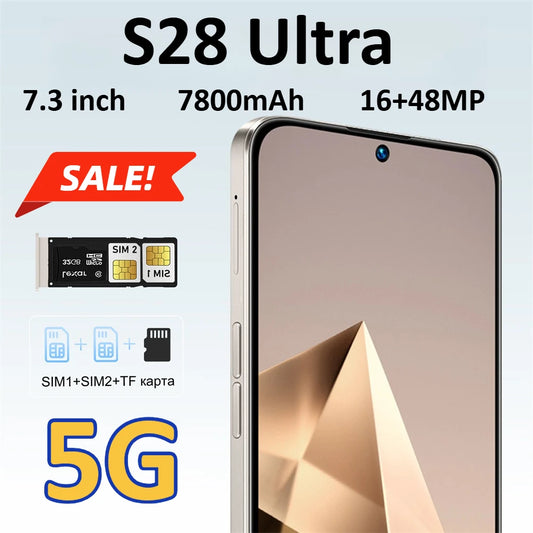 Cheap Mobile Phones Silicone Protective Cover for S28 Ultra Smartphone Accessories 7.3HD High-quality Cell Phone Case Android 5G