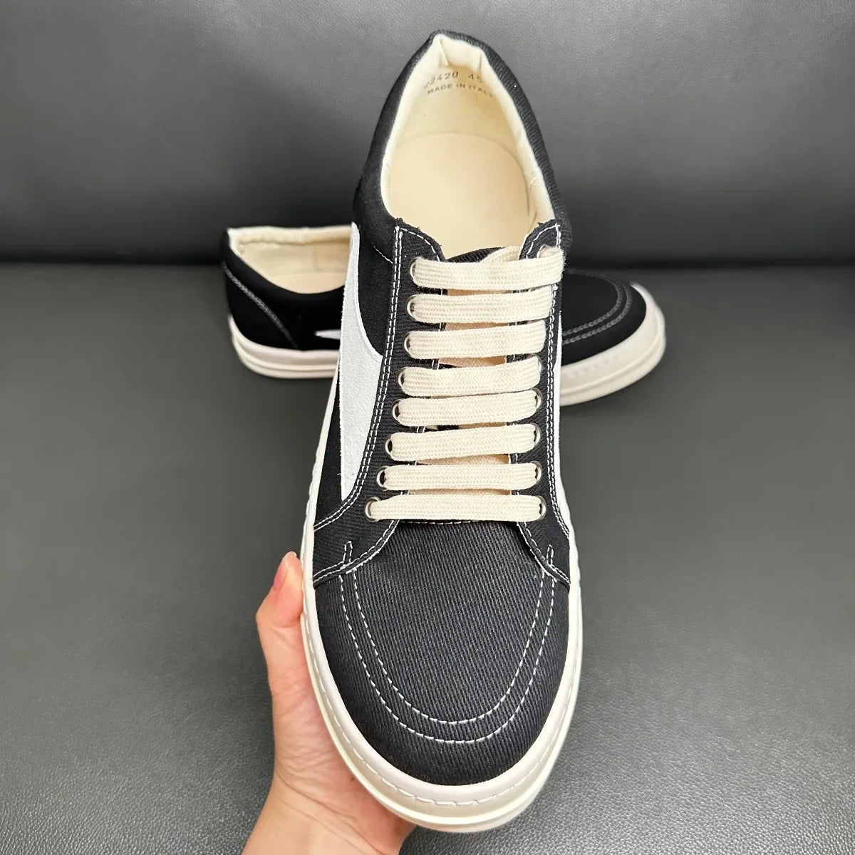 Men Casual Shoe Brand Black Brown Canvas Low Top Shoes High Quality Cowhide Luxury White Leather Sneakers Women Flat Sneaker