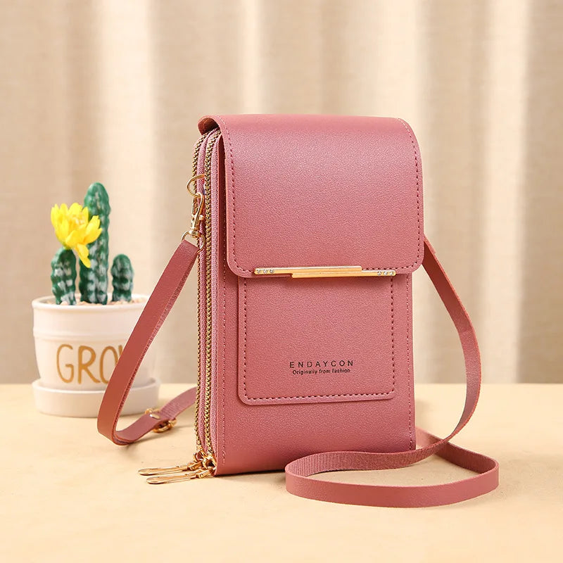 Women Crossbody Shoulder Bags Wallets Touch Screen Cell Phone Bag Soft Leather Strap Handbag for Female Luxury Messenger Bags