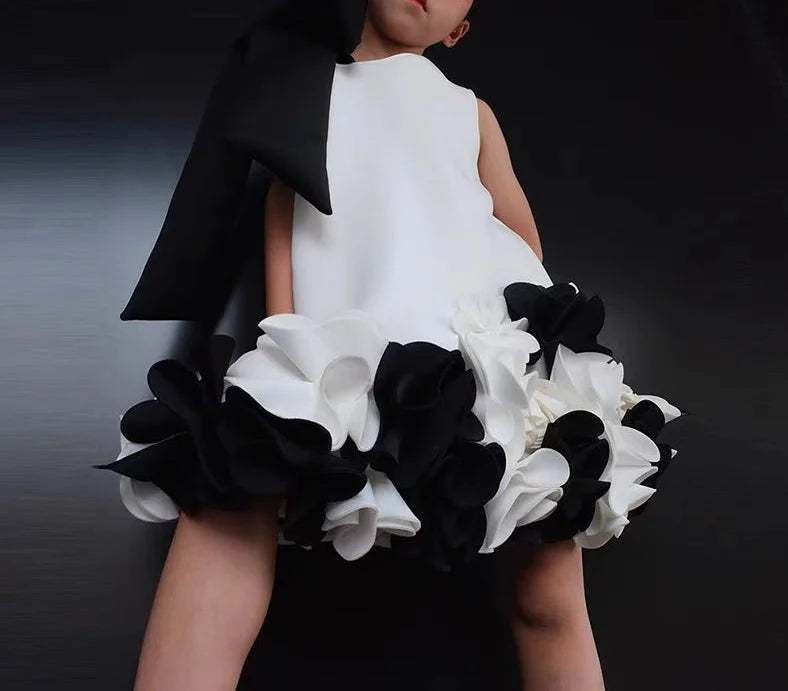 Baby Girl Princess 3D Flower Sleeveless Dress Infant Toddler Child Bow Elegant Vestido Party Birthday Baby Summer Clothes 1-10Y