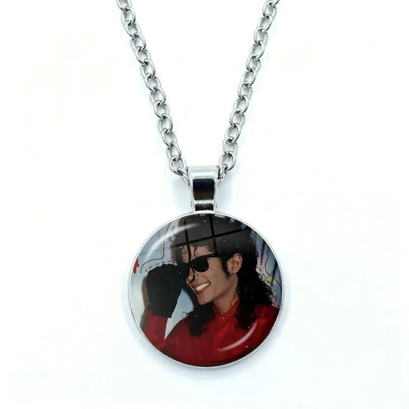 Thriller Dangerous M-Michael J-Jackson Necklace for Women Jewelry Cabochon Glass Pendant Fashion Statement Necklace