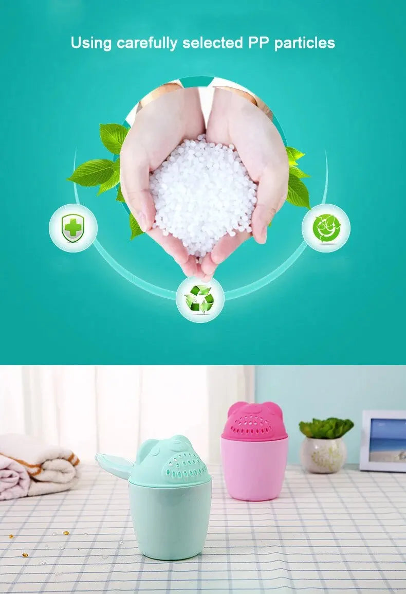 Toddler Shampoo Cup Baby Bath Caps Child Washing Hair Cup with Eye Protection Bathing Bailer Kids Shower Spoons - Bathing Tool