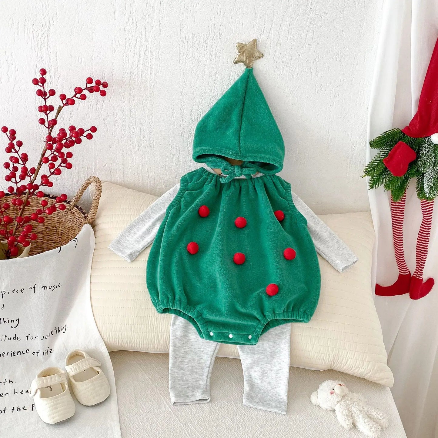 Baby Girl Boy Autumn Winter Christmas Cute Sleeveless Bodysuit Long Sleeve Striped Top Pants Infant Bibs Newborn Clothes B6091