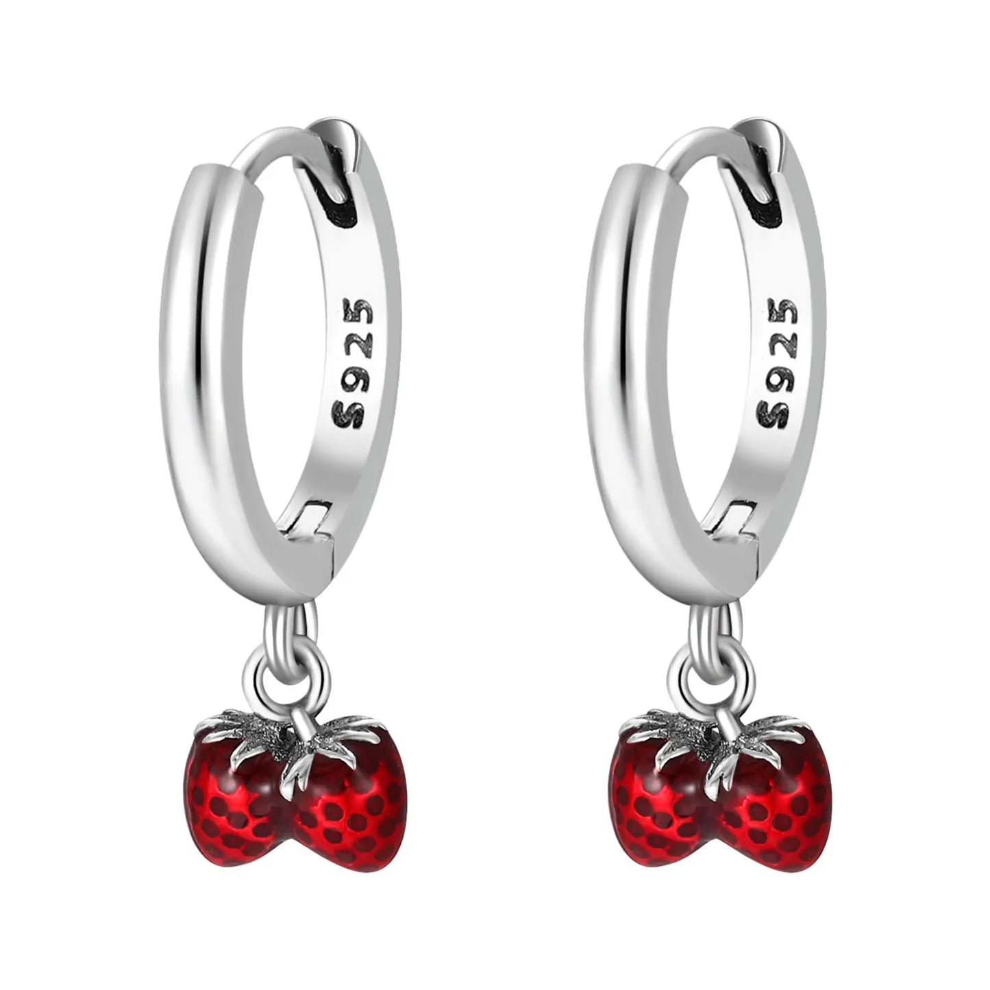 925 Silver Stud Earrings Hoop Earrings For Women Rose Flower Strawberry Butterfly Daisy Earrings Set Fashion Jewelry Gift