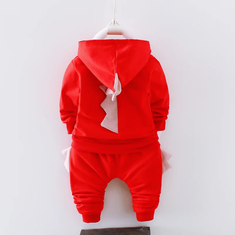2023 Winter Baby Clothes Sets Boy Girl Thick Warm Hooded Top Pants Three-Piece Newborn Cartoon Cute Dinosaurs Outfit Suits 1-4Y