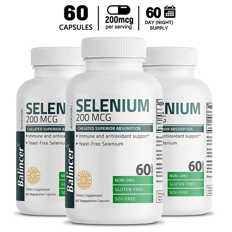 Organic Selenium Capsules - Vitamin D for Heart, Bone, Metabolism & Immune Health, Improves Brain Function, High Absorption