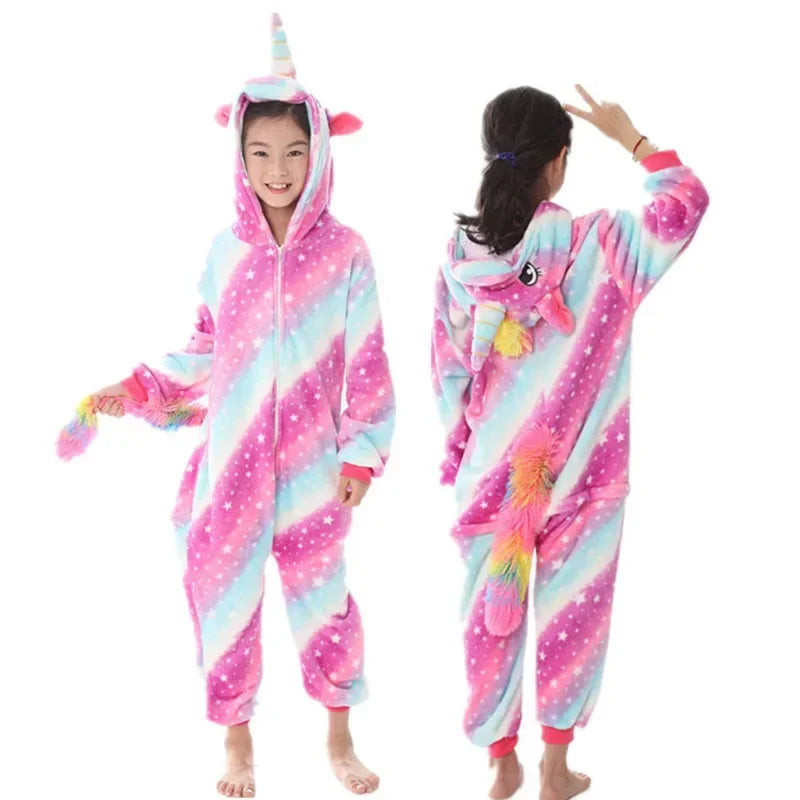 Kigurumi Onesie Kids Unicorn Pajamas For Children Animal Cartoon Blanket Sleepers Baby Costume Winter Boy Girl Licorne Jumspuit