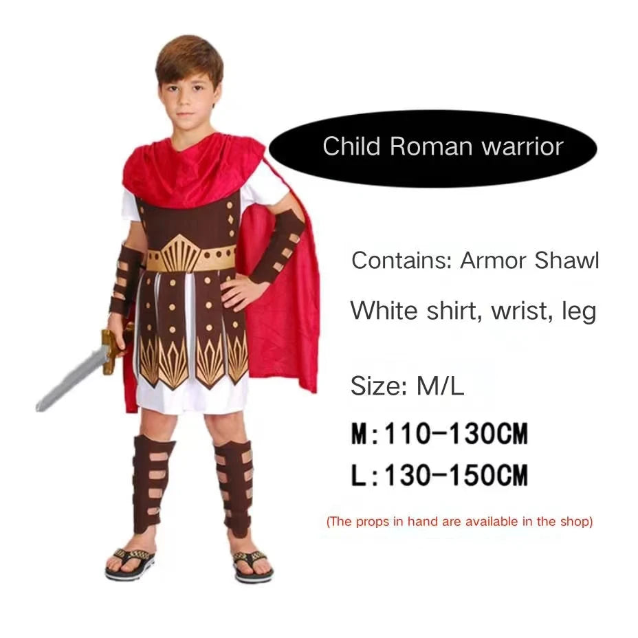 Halloween ball costumes for adults, men and women, Roman warriors, gladiators, Spartan warriors, children, and children