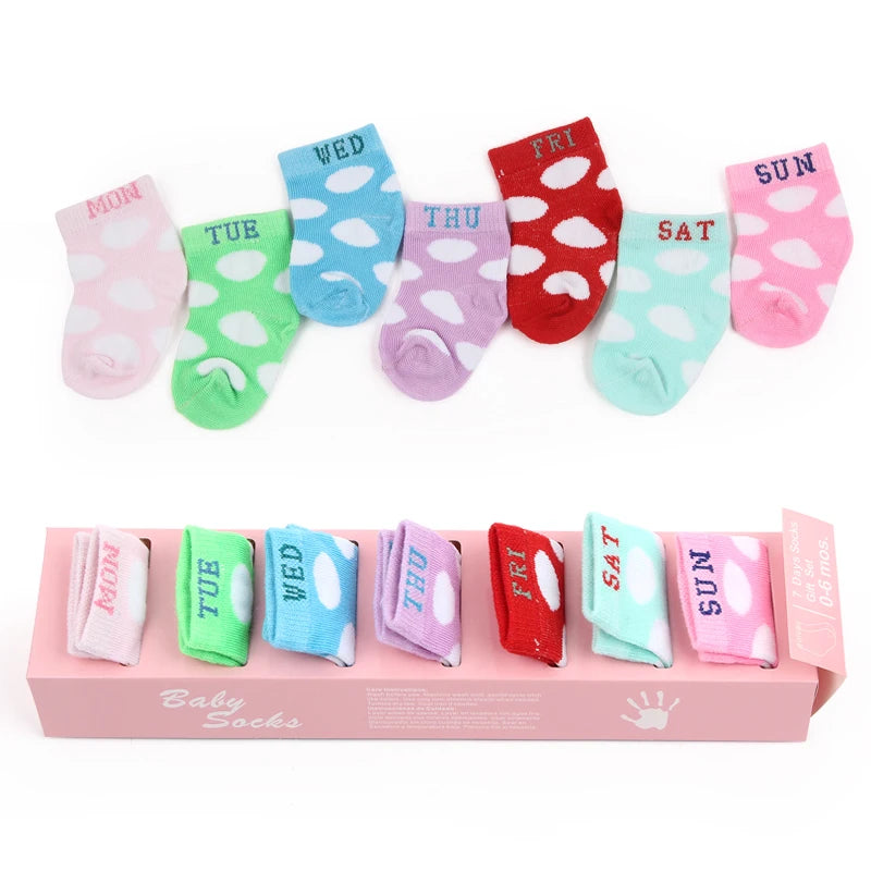 7 Pairs Set for Baby Socks Soft Cotton Cute Animal Smile Face Spring and Autumn for 0-6 Months Toddler Boys and Girls W0040W0052
