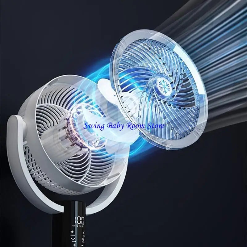 High Efficiency Floor Fan with Wide Angle Airflows Distribution Portable Air Circulator Remote Control Bedroom Quiet Fan