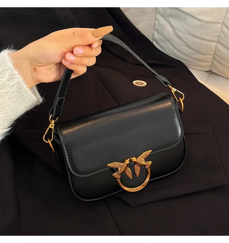 High-end Crossbody Handbag Leather Tote Bags Trendy Design Commuter Popular Classic Elegant Fashionable Bag with avian button