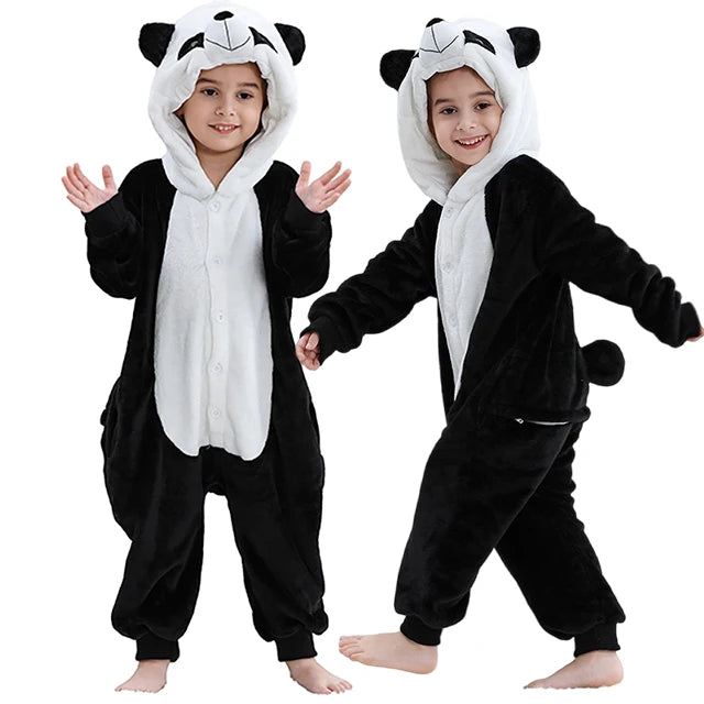 MICHLEY Christmas Capybara Flannel Blanket Sleepers Onesie Hooded Children Costume Clothes Jumpsuit Sleepwear For Boys Girls