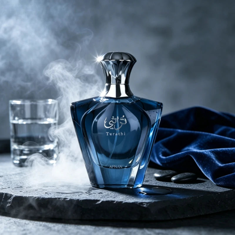 AFNAN Man Cologne Perfumes Arabes Turathi Blue Perfume Man Citrus Woody Amber Spicy Fragrance Lasting Musk Vanilla Scent 100ml