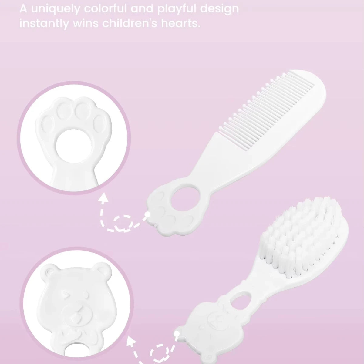 Baby Grooming Kit Baby Care Set BPA Free Cute Design Comb Brush Nail Clippers Scissors Safe Newborn Infant Grooming Tools