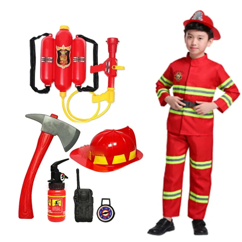 New Halloween Costume for Kids Firefighter Uniform Children Sam Cosplay Fireman Role Play Fancy Clothing Boy Fancy Party