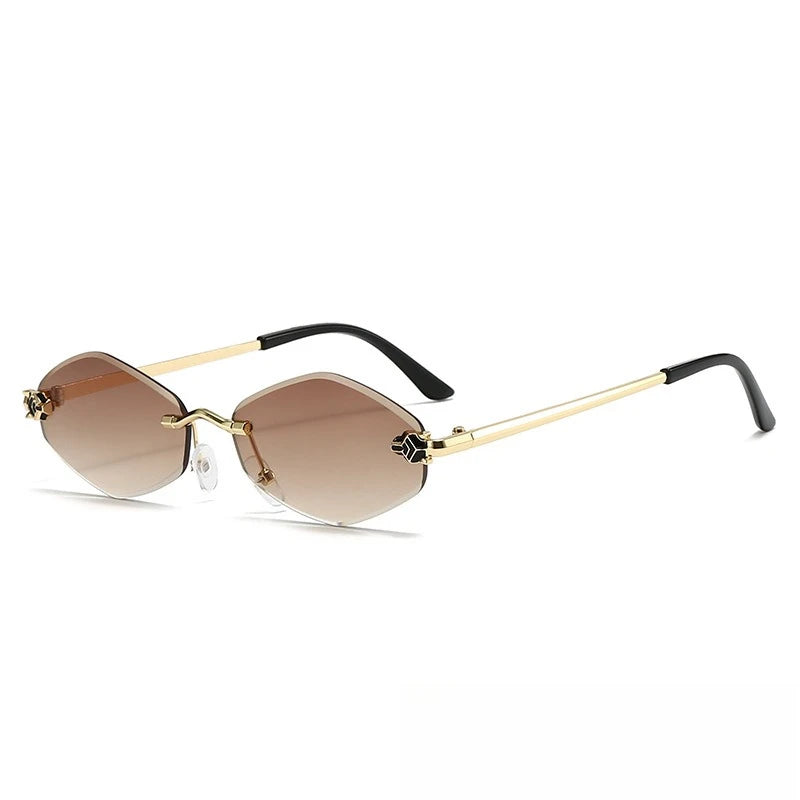 Popular Fashion Women Men Shades Rhombus Sun Glasses Female Male Summer Traveling UV400 Rimless Sunglasses Lentes De Sol Mujer