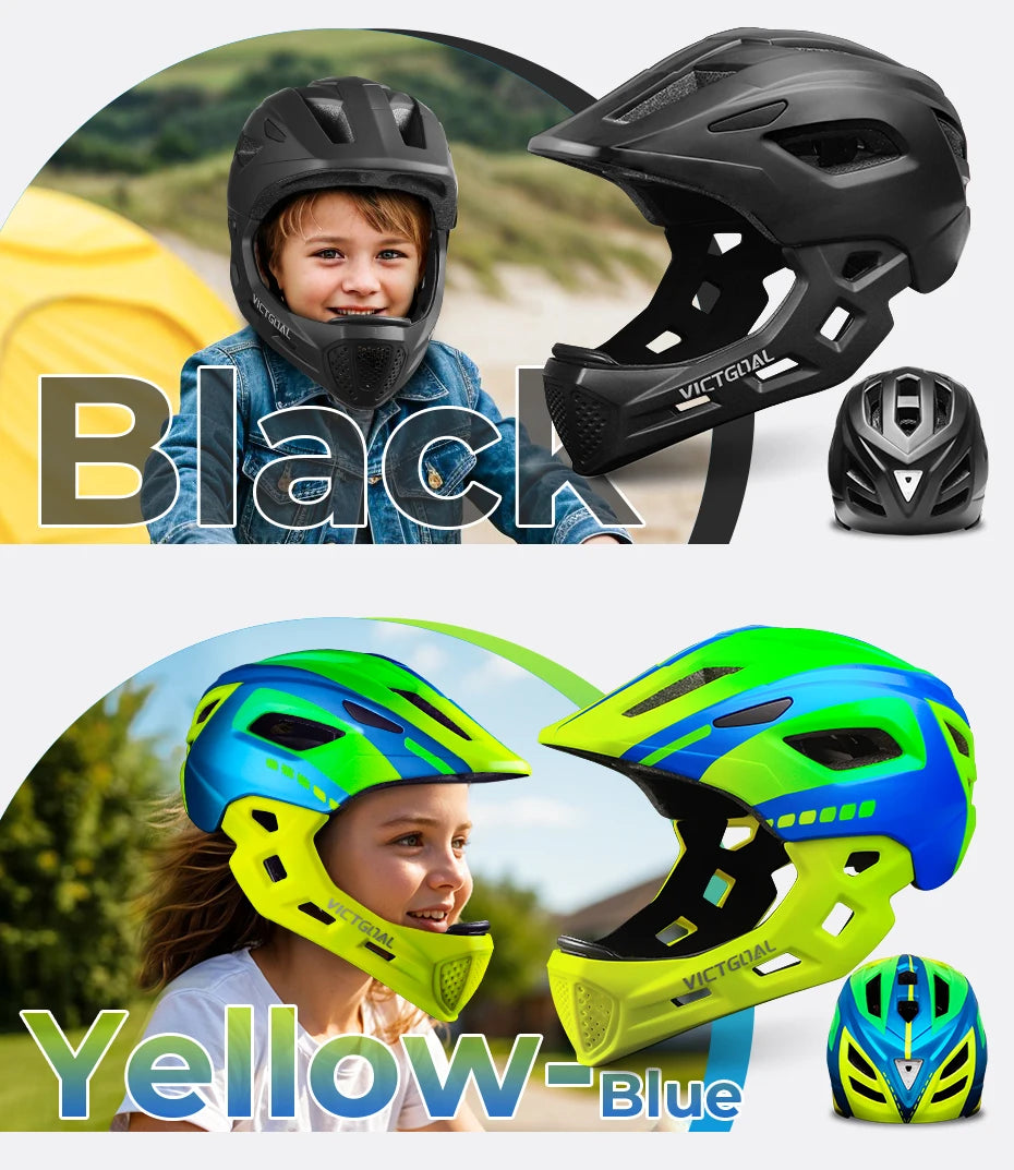 VICTGOAL Kids Detachable Full Face Bicycle Helmet Child Sports Safety Cycling Protection for Balance Bike Roller Skating Caps