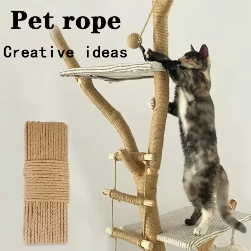 Sisal Rope Cat Tree Scratching Post Toy Cat Climbing Frame Replacement Rope Desk Legs Binding Rope for Cat Sharpen Claw