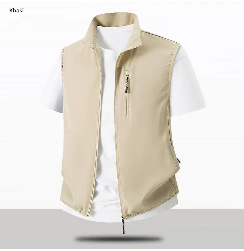 Summer Men Outdoor Cargo Vests Thin Breathable Waistcoats Fishing Sleeveless Jackets Male Sportswear Casual Elasticity Vests