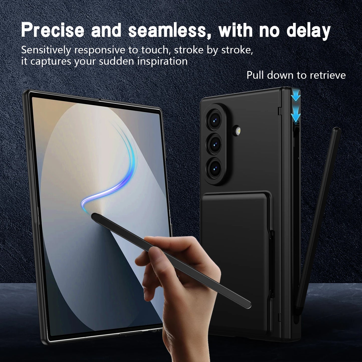 Case For Galaxy Z Fold 8 Ultra 7 6 Card Holder Wallet Kickstand Pen Slot Glass Screen Protector Hinge Shockproof Protective Case